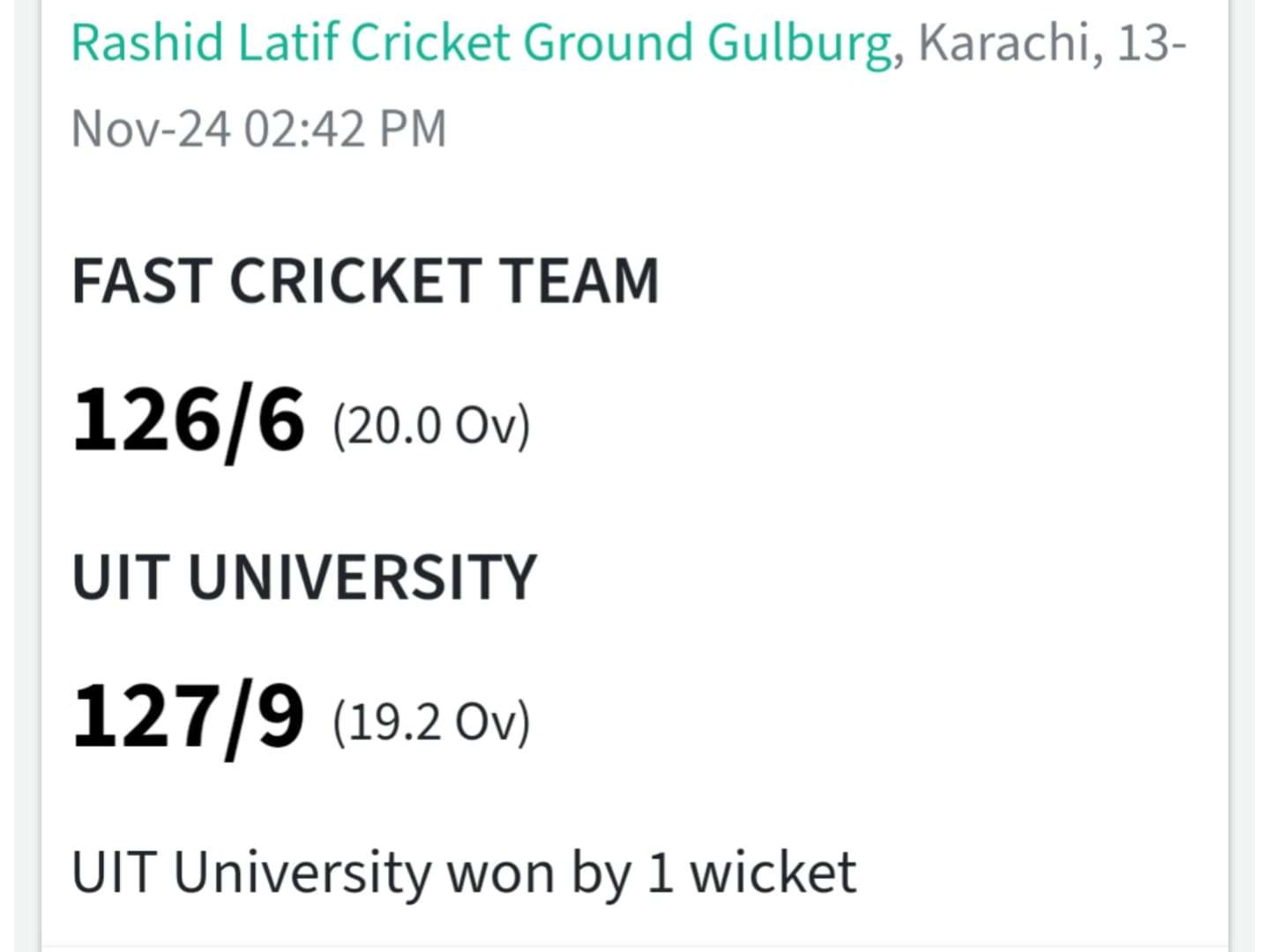 Individual Match with FAST University